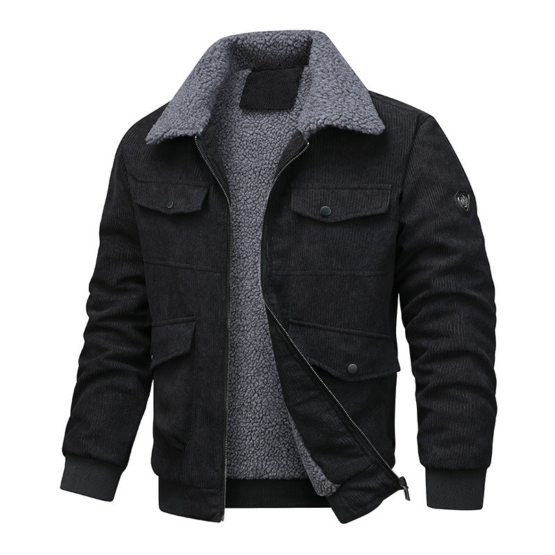 Men's Casual Cord Jacket with Fluffy Inner Lining Lisslune