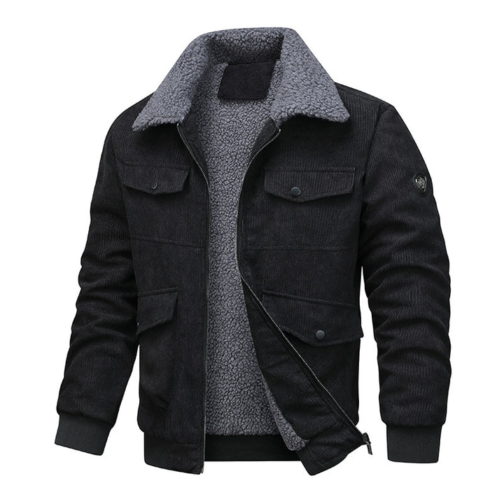 Men's Casual Cord Jacket with Fluffy Inner Lining Lisslune