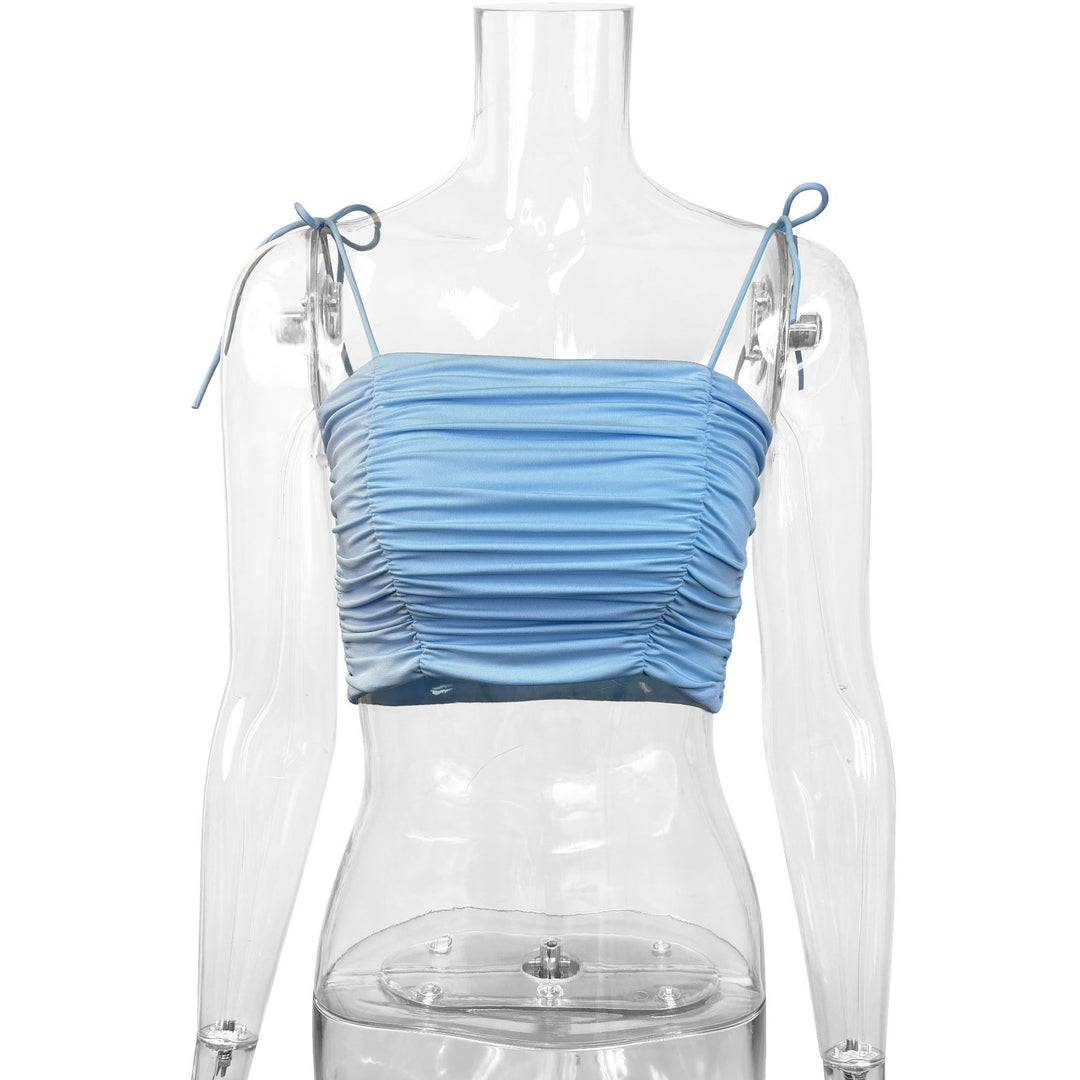 Damen Crop-Top mit Raffungen und verstellbaren Trägern Lisslune