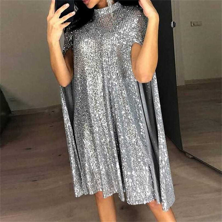 Women's elegant shimmering evening dress with a wide cut and sparkling look
