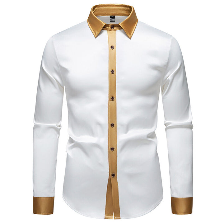 Men's Elegant Long Sleeve Shirt with Contrasting Collar and Button Details Lisslune