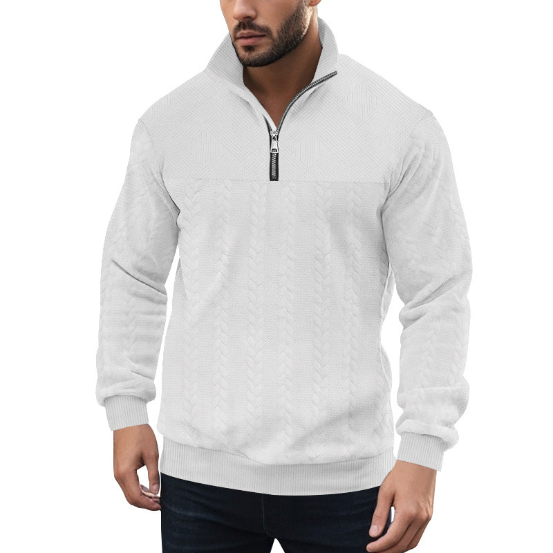 Men's knitted pullover with zipper and modern cable design Lisslune