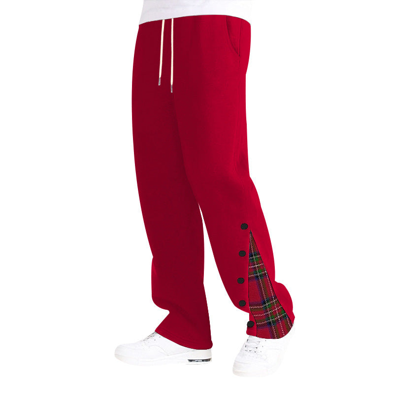 Men's fashionable leisure pants with side check pattern and adjustable drawstring Lisslune