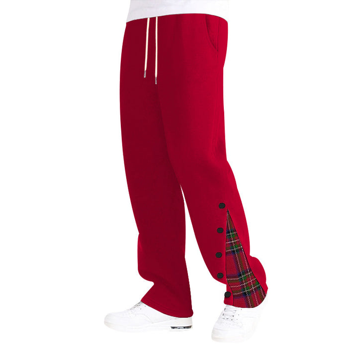 Men's fashionable leisure pants with side check pattern and adjustable drawstring Lisslune