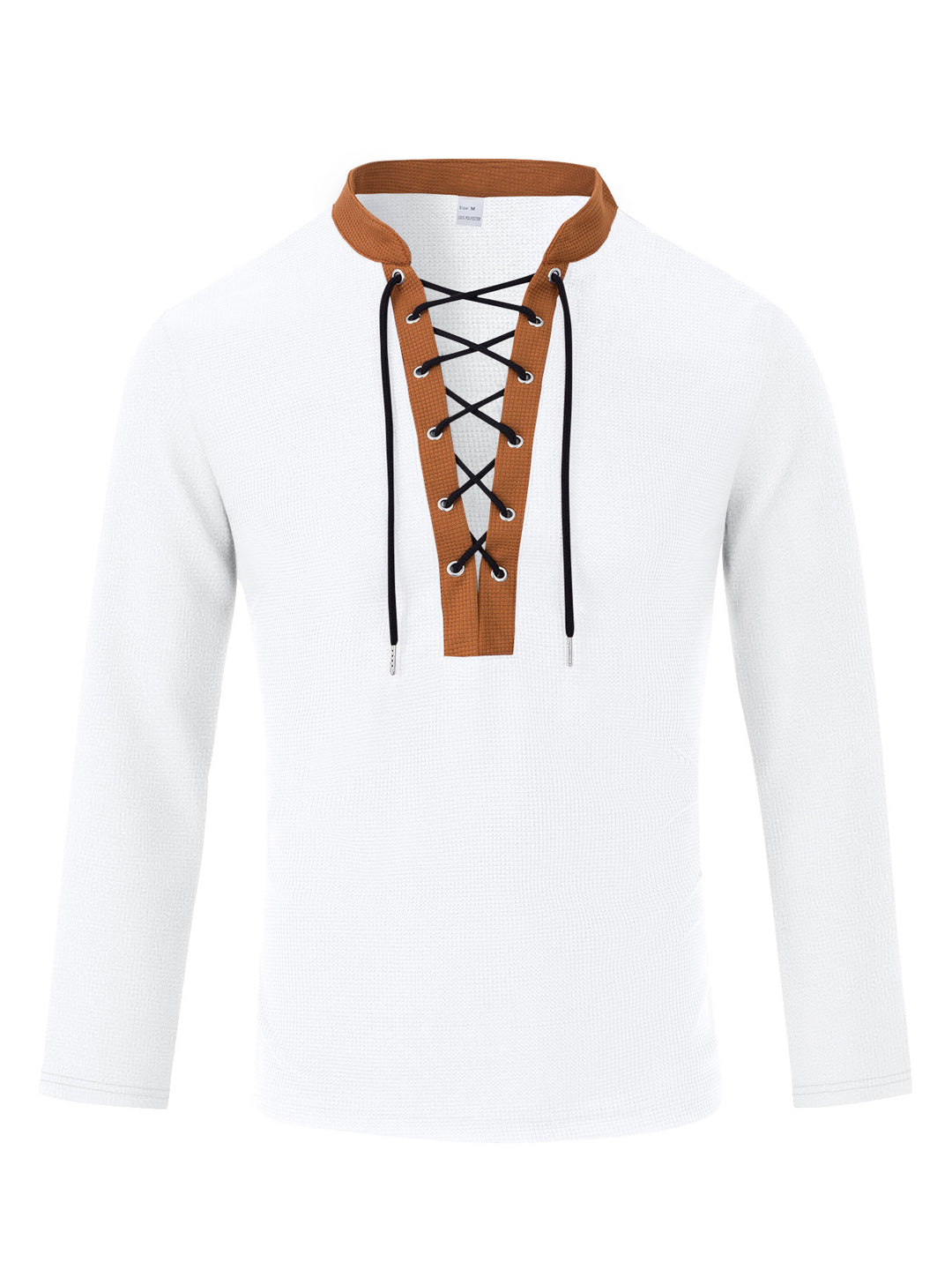 Men's Long Sleeve T-Shirt with Innovative Lacing and Melange Look Lisslune
