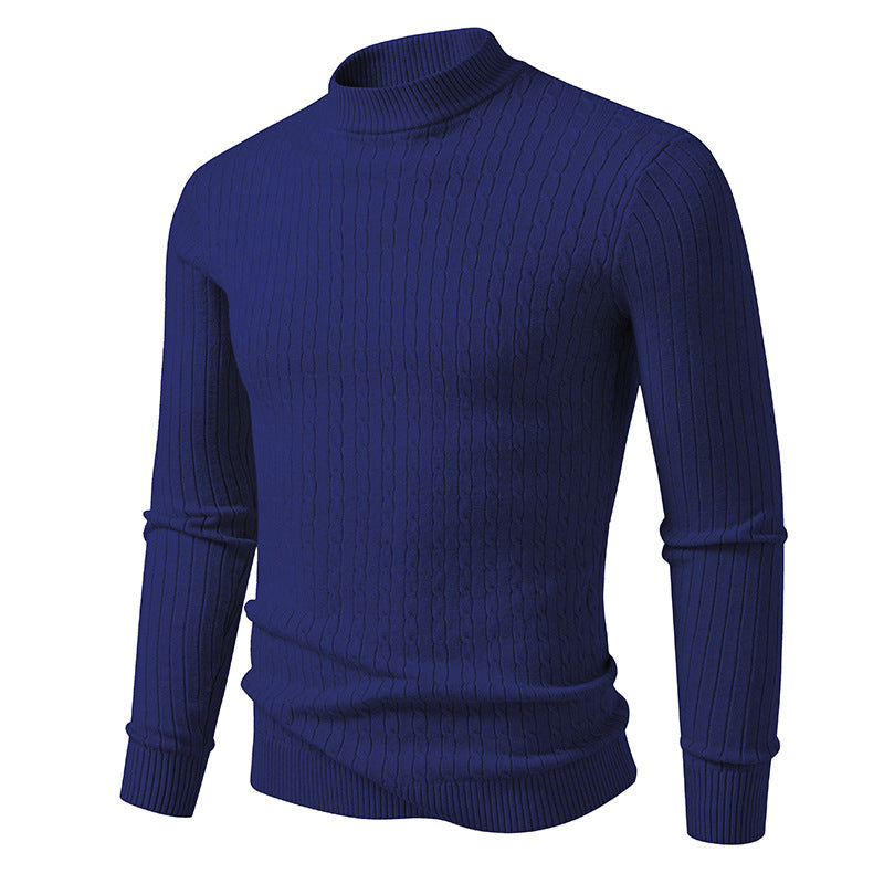 Men's turtleneck sweater with textured cable design Lisslune