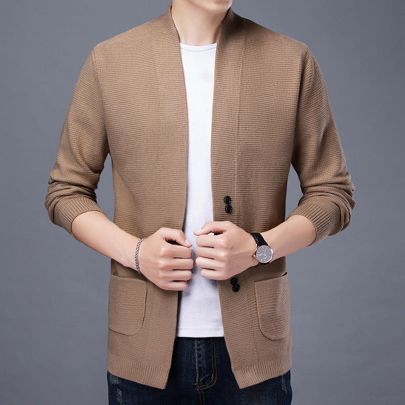 Men's cardigan with casual shawl collar and patch pockets Lisslune
