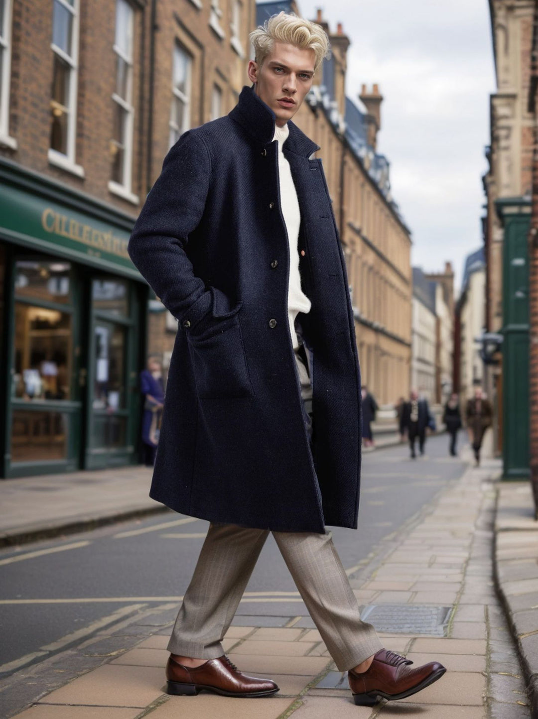 Men's elegant Wool Peacoat Lisslune