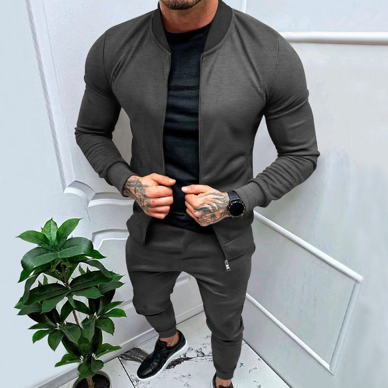 Men's tracksuit with modern stand-up collar and practical zip pockets Lisslune