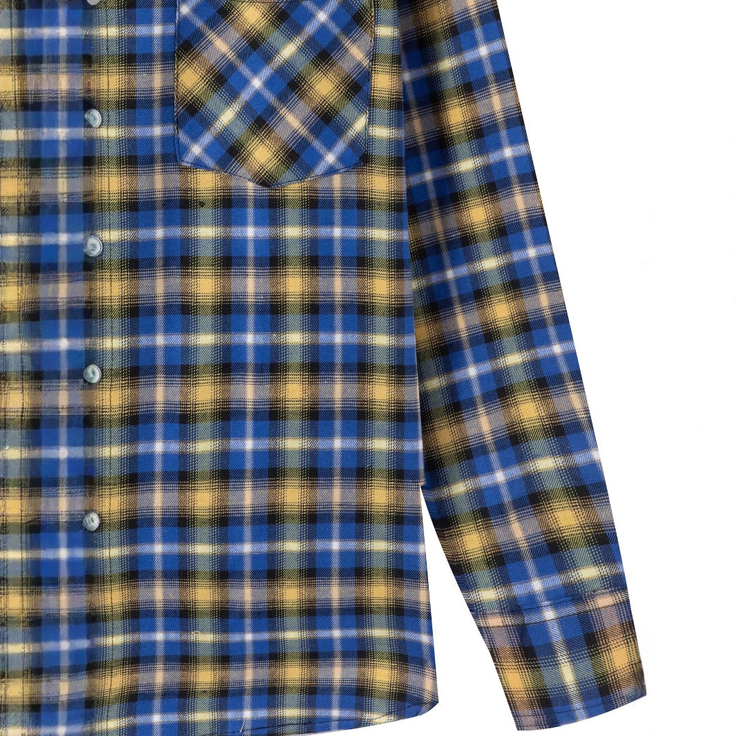 Men's checked long-sleeve shirt with fashionable Vichy pattern Lisslune