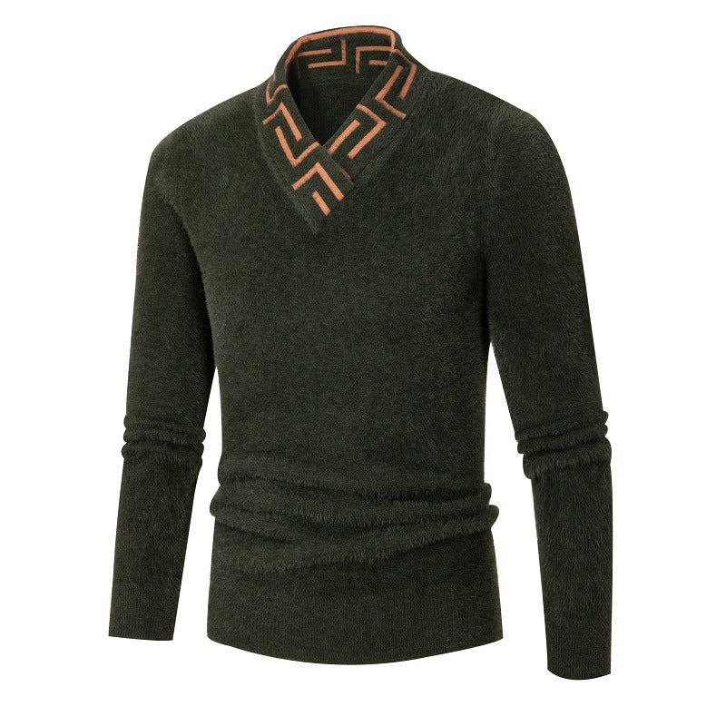 Men's fashionable sweater with stylish stand-up collar and textured design Lisslune