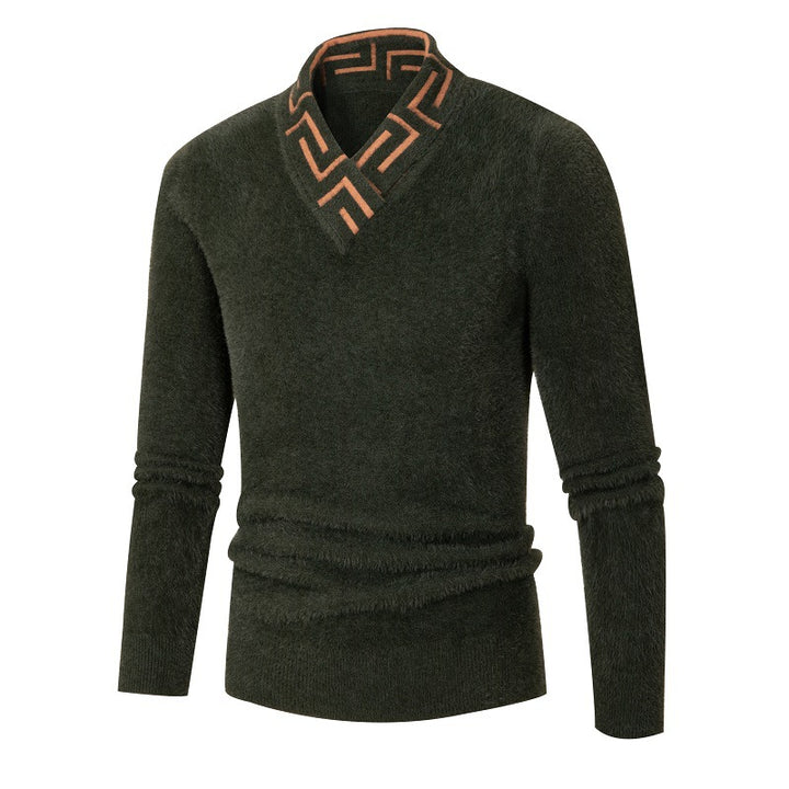 Men's fashionable sweater with stylish stand-up collar and textured design Lisslune