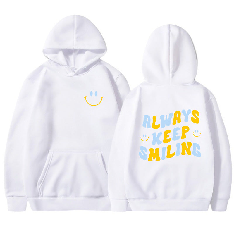 Ladies hoodie with cheerful lettering and practical kangaroo pockets Lisslune