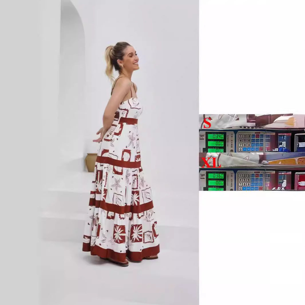 Women's maxi dress with elastic waistband and bohemian pattern Lune London