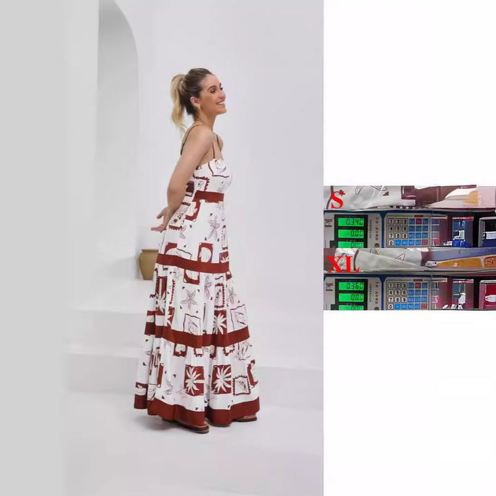 Women's maxi dress with elastic waistband and bohemian pattern Lune London