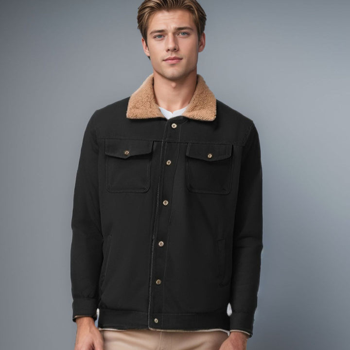 Men's robust canvas jacket with teddy collar Lisslune