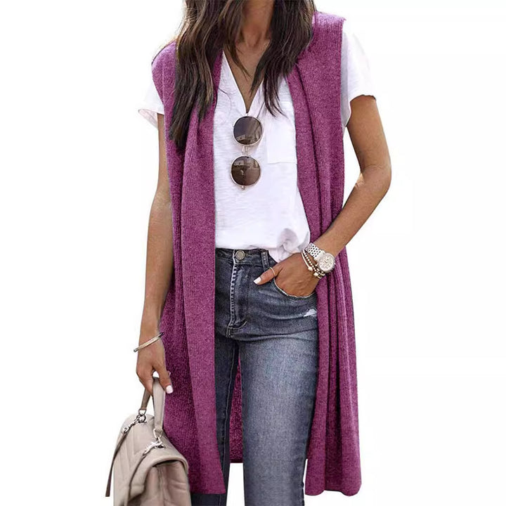 Ladies' Elegant Long Knit Vest in Casual Style