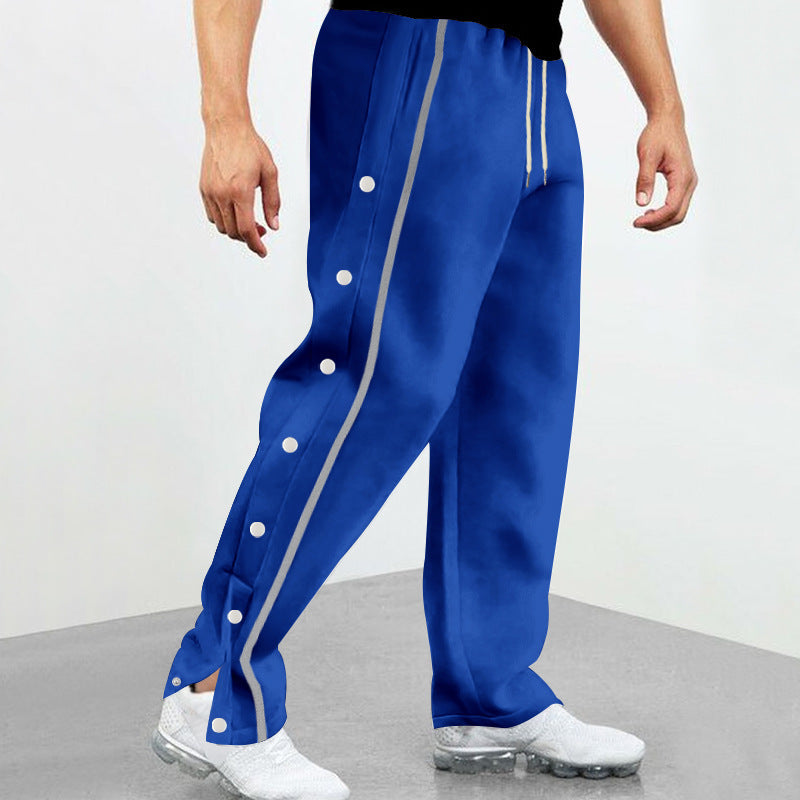 Men's sporty leisure pants with side print and three press studs Lisslune