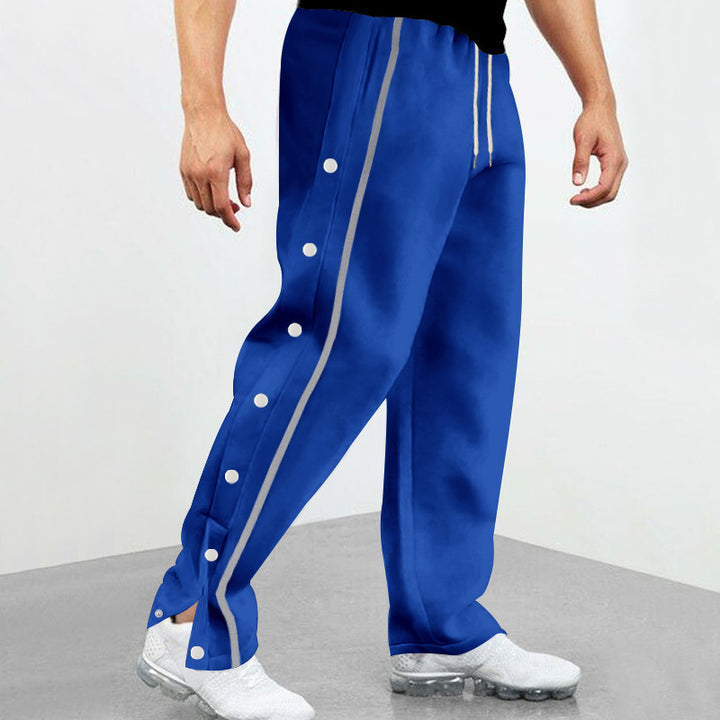 Men's sporty leisure pants with side print and three press studs Lisslune