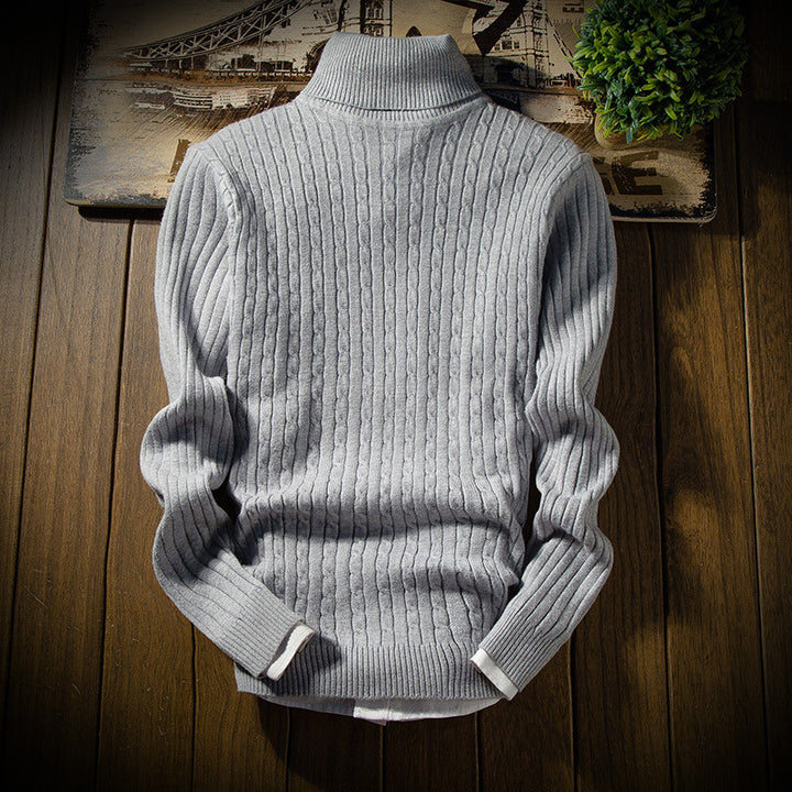 Men's knitted sweater with high collar and textured design Lisslune