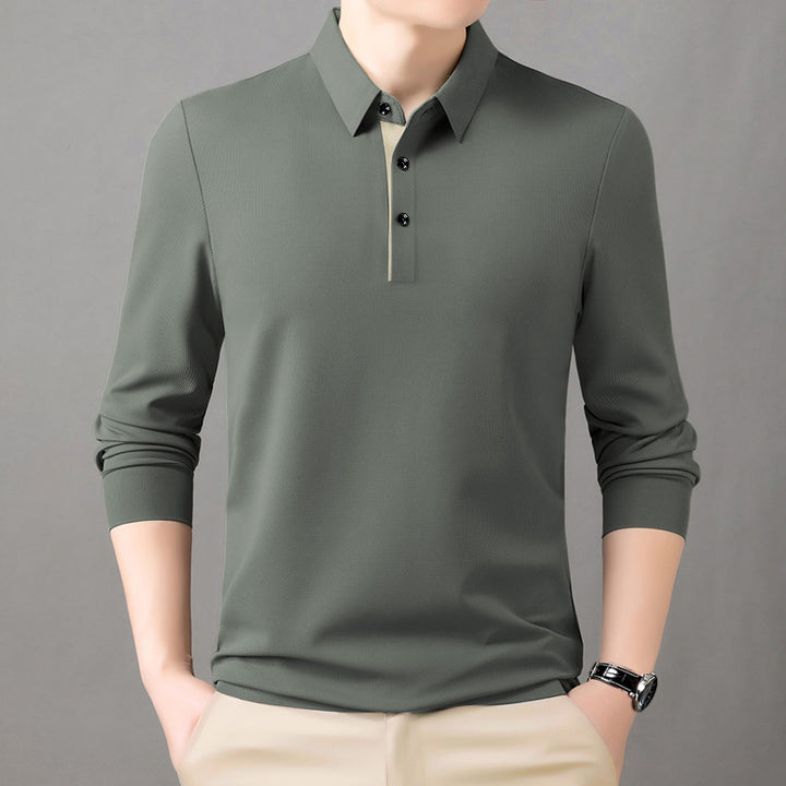 Men's comfortable long-sleeve polo shirt with elegant collar Lisslune