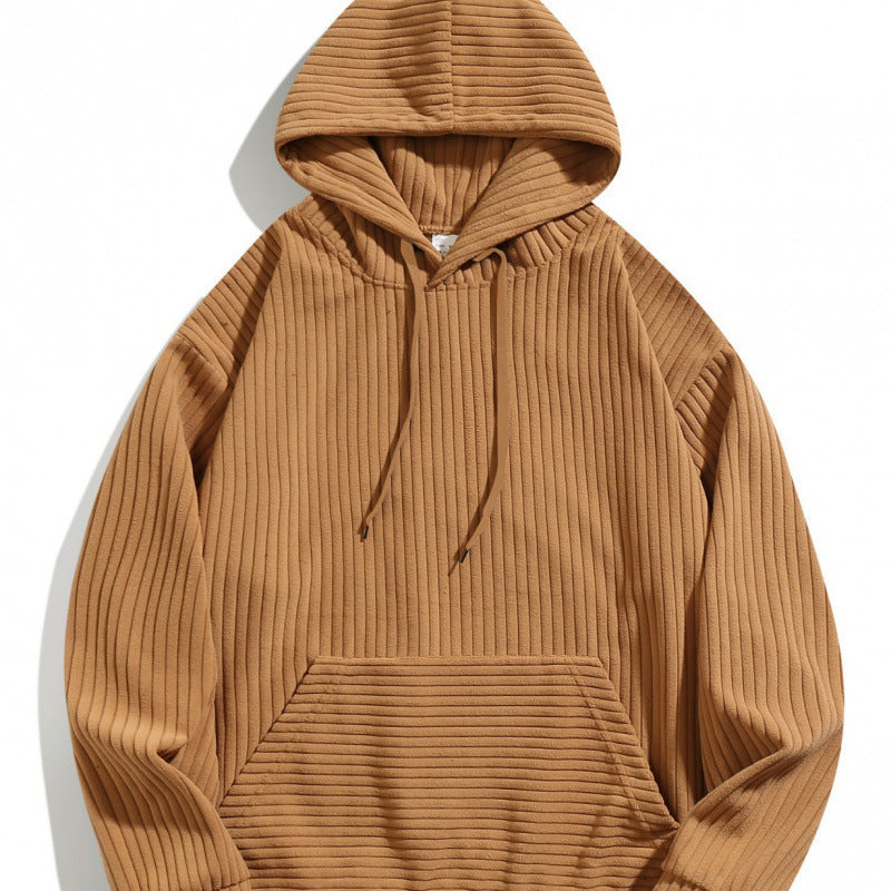 Men's casual hoodie with textured ribbed pattern and practical pockets Lisslune