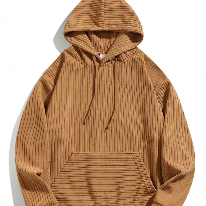 Men's casual hoodie with textured ribbed pattern and practical pockets Lisslune