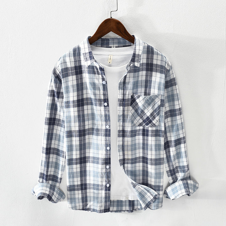 Men's checked casual shirt made of breathable cotton blend Lisslune