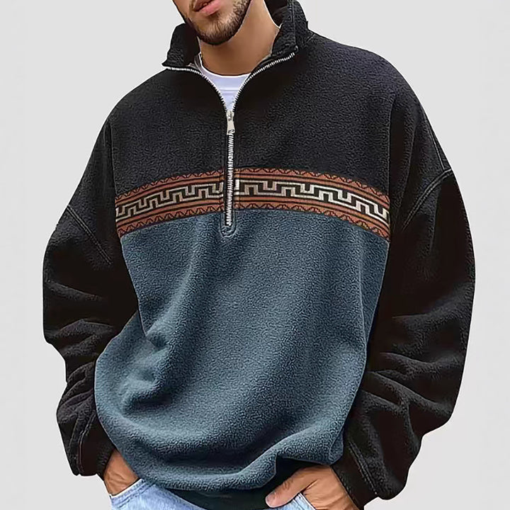 Men's fleece pullover with fashionable stand-up collar Lisslune