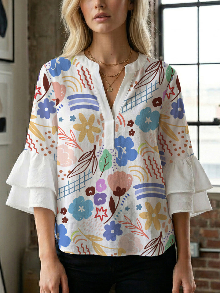 Women's artistic top with ruffled sleeves Lisslune