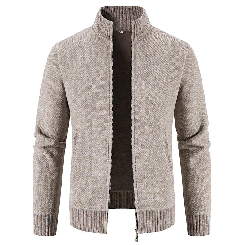 Men's fashionable cardigan with high collar and zipper Lisslune