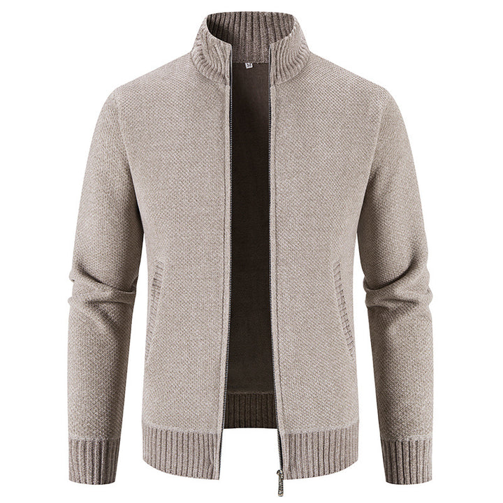 Men's fashionable cardigan with high collar and zipper Lisslune