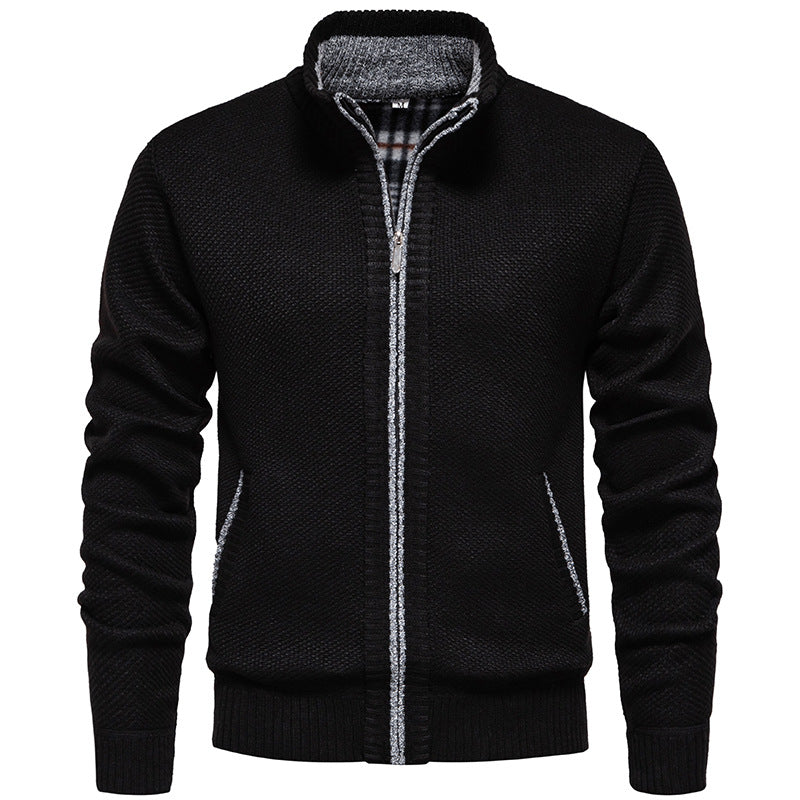 Men's stylish cardigan with high collar and practical pockets Lisslune