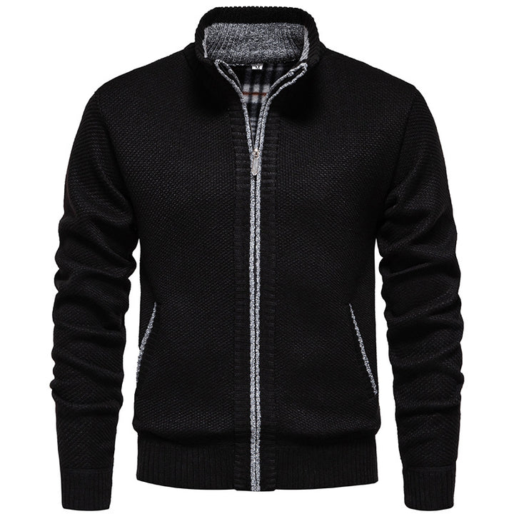 Men's stylish cardigan with high collar and practical pockets Lisslune