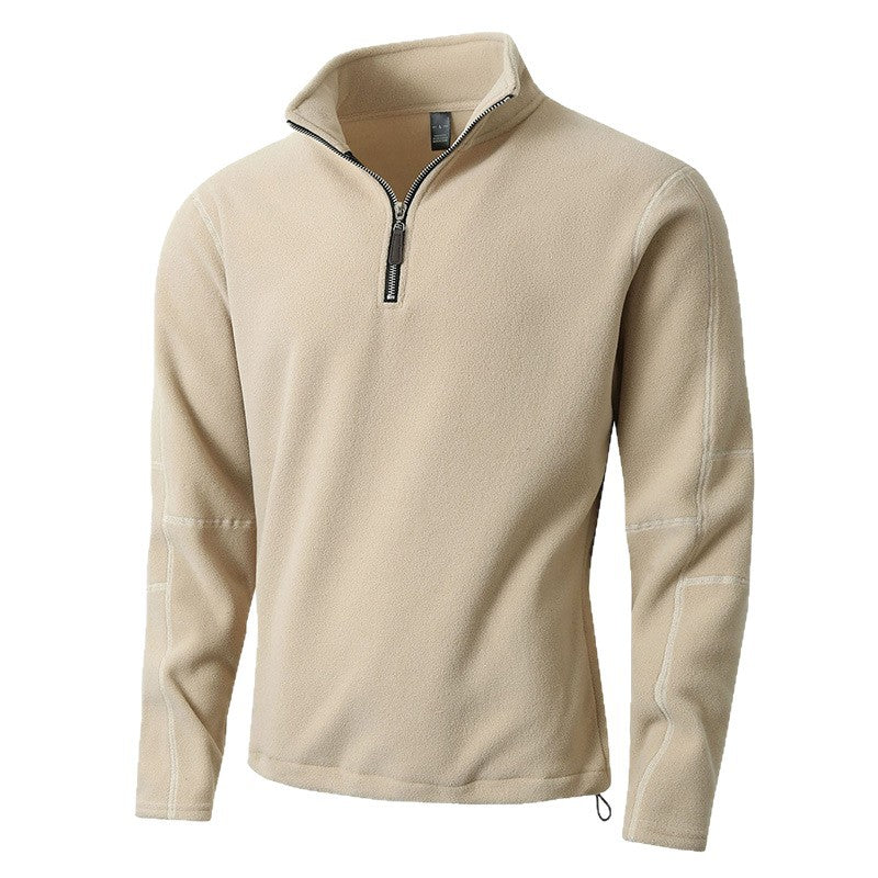 Men's fleece pullover with half-length zipper and stand-up collar Lisslune