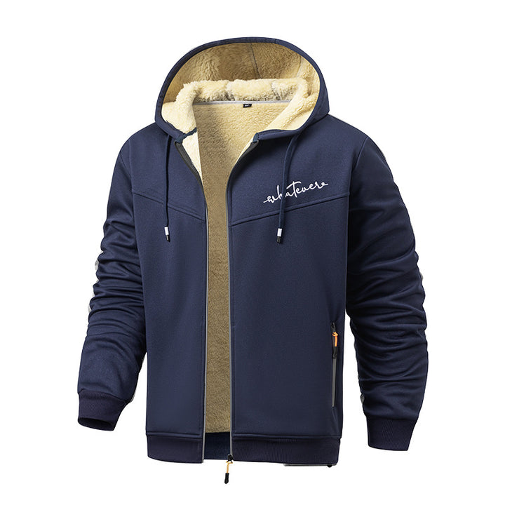 Men's sporty fleece jacket with modern stand-up collar and pockets Lisslune
