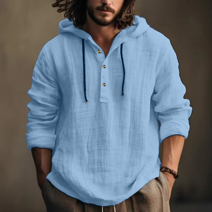 Men's casual hoodie with button placket and comfortable fit Lisslune