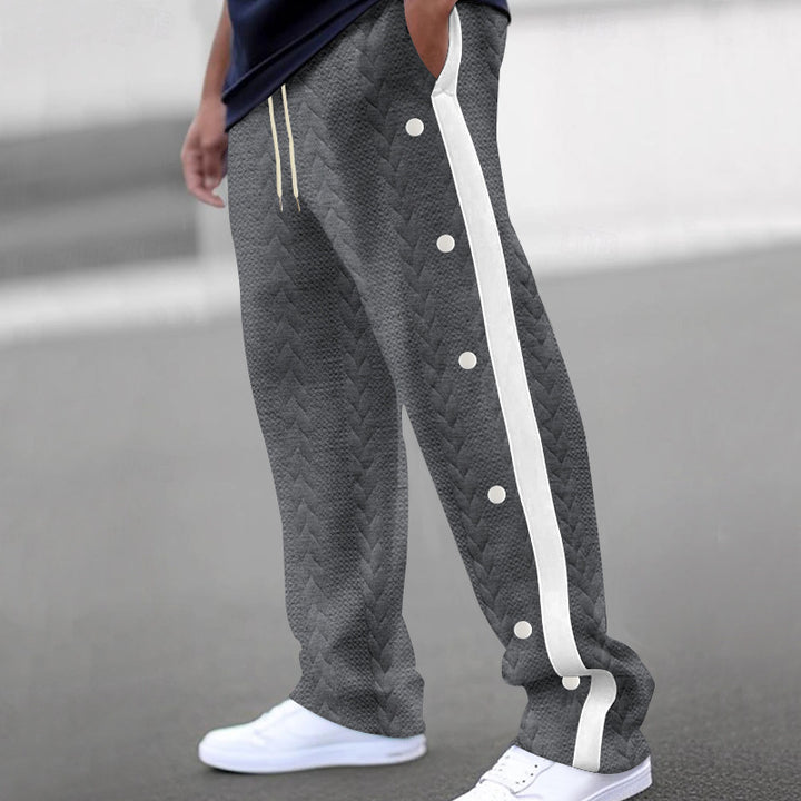 Men's breathable jogging pants with side snap buttons and unique knit design Lisslune