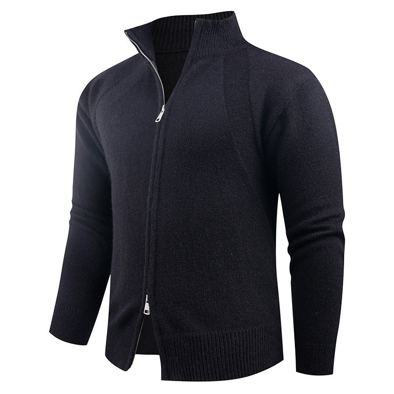 Men's high-quality cardigan with modern zipper and raised collar Lisslune