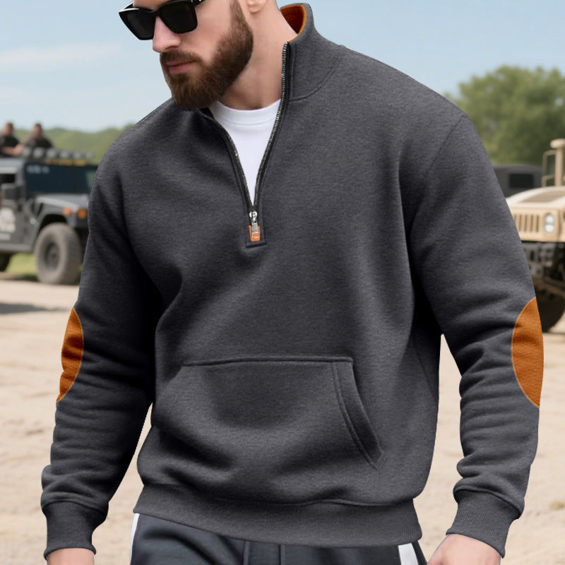 Men's hoodie with fashionable stand-up collar and contrast details Lisslune