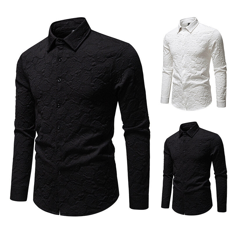 Men's long sleeve shirt with textured design Lisslune