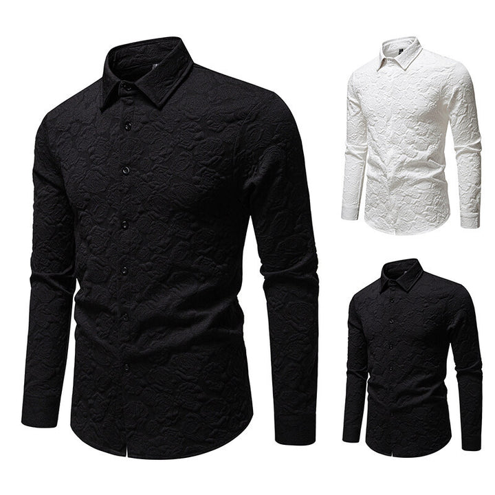 Men's long sleeve shirt with textured design Lisslune