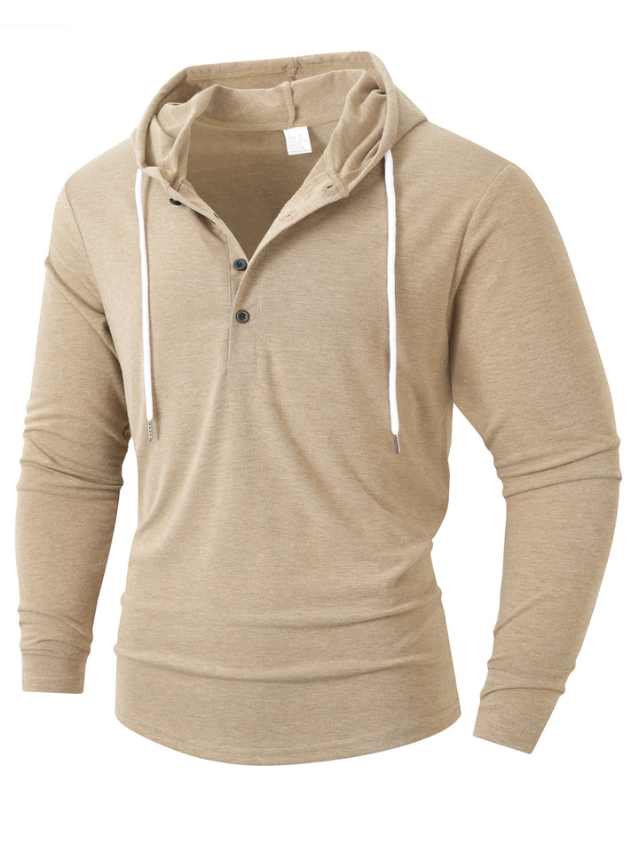 Men's hoodie with buttonable collar and drawstring Lisslune