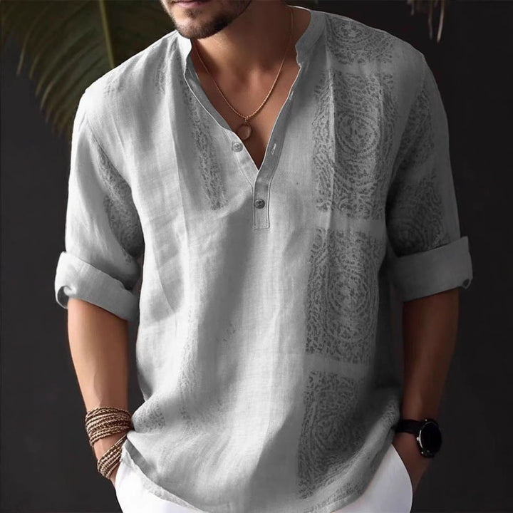 Men's linen shirt with stylish button details Lisslune