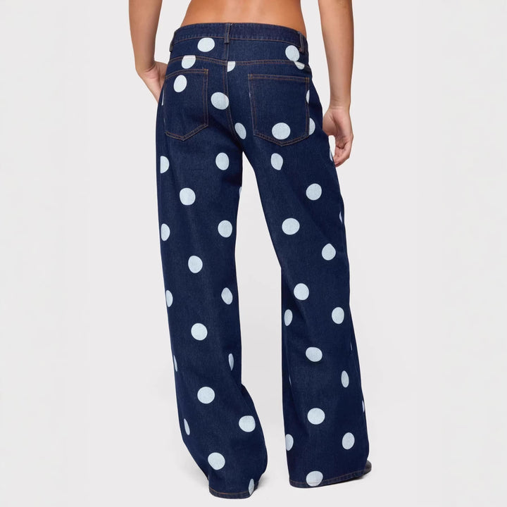 Damen Polka-Dot Denim-Set mit lässiger Schnittführung und angesagten Details Lisslune