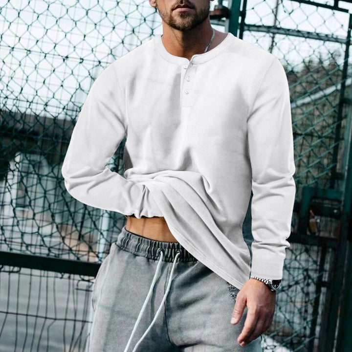 Men's casual long-sleeve shirt with button placket and soft material Lisslune