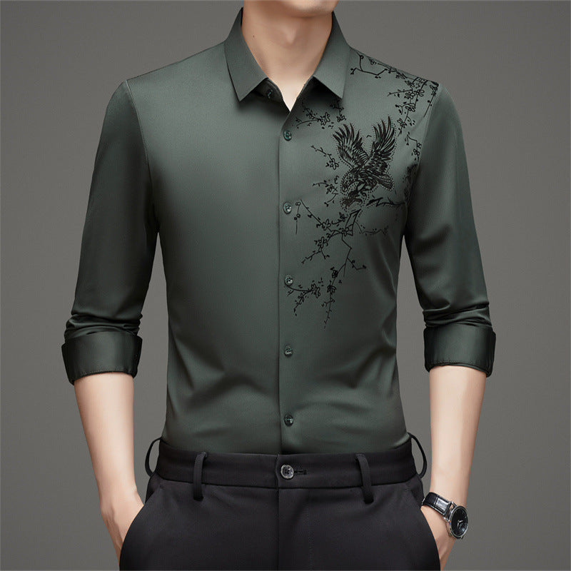 Men's long-sleeve shirt with elaborate embroidery design Lisslune
