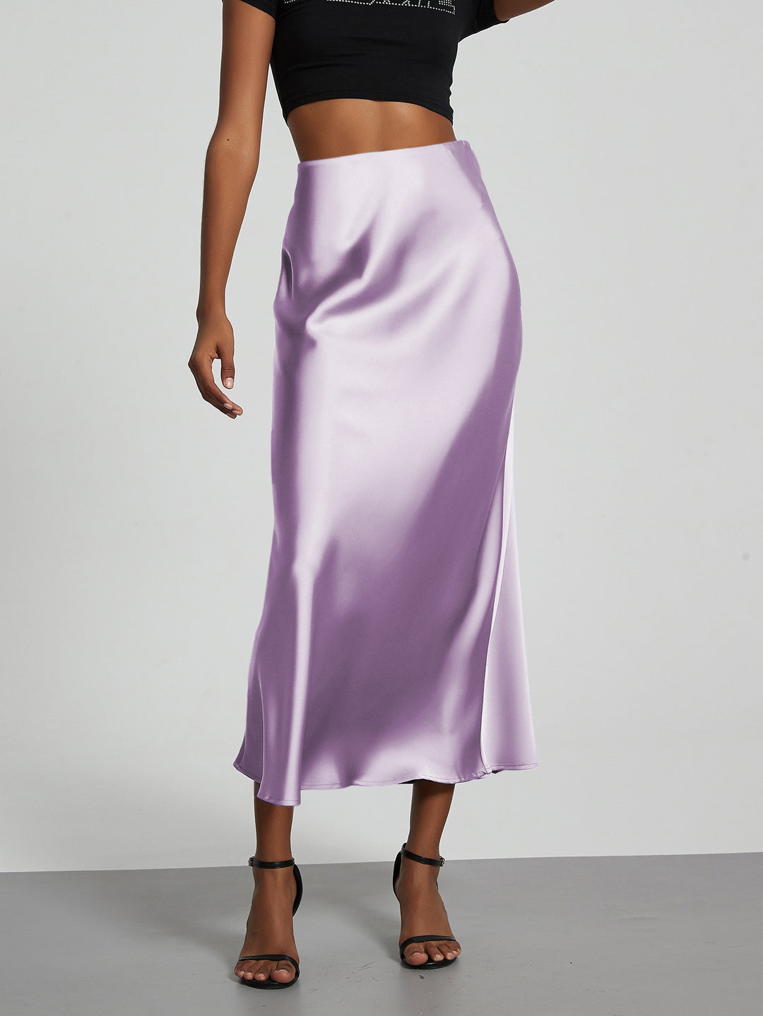 Damen Elegante und fließende Satin Maxiröcke Lisslune