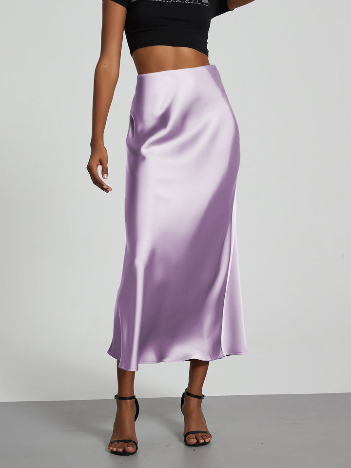 Damen Elegante und fließende Satin Maxiröcke Lisslune