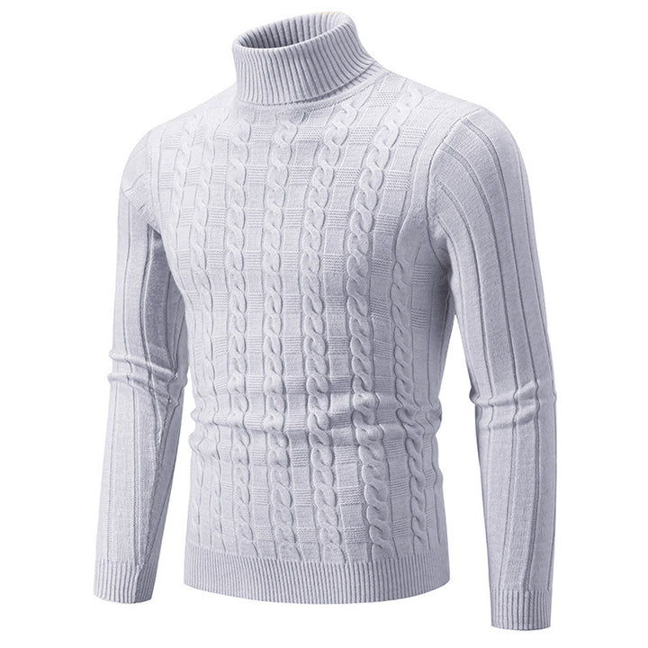 Men's stylish turtleneck sweater with textured cable design Lisslune